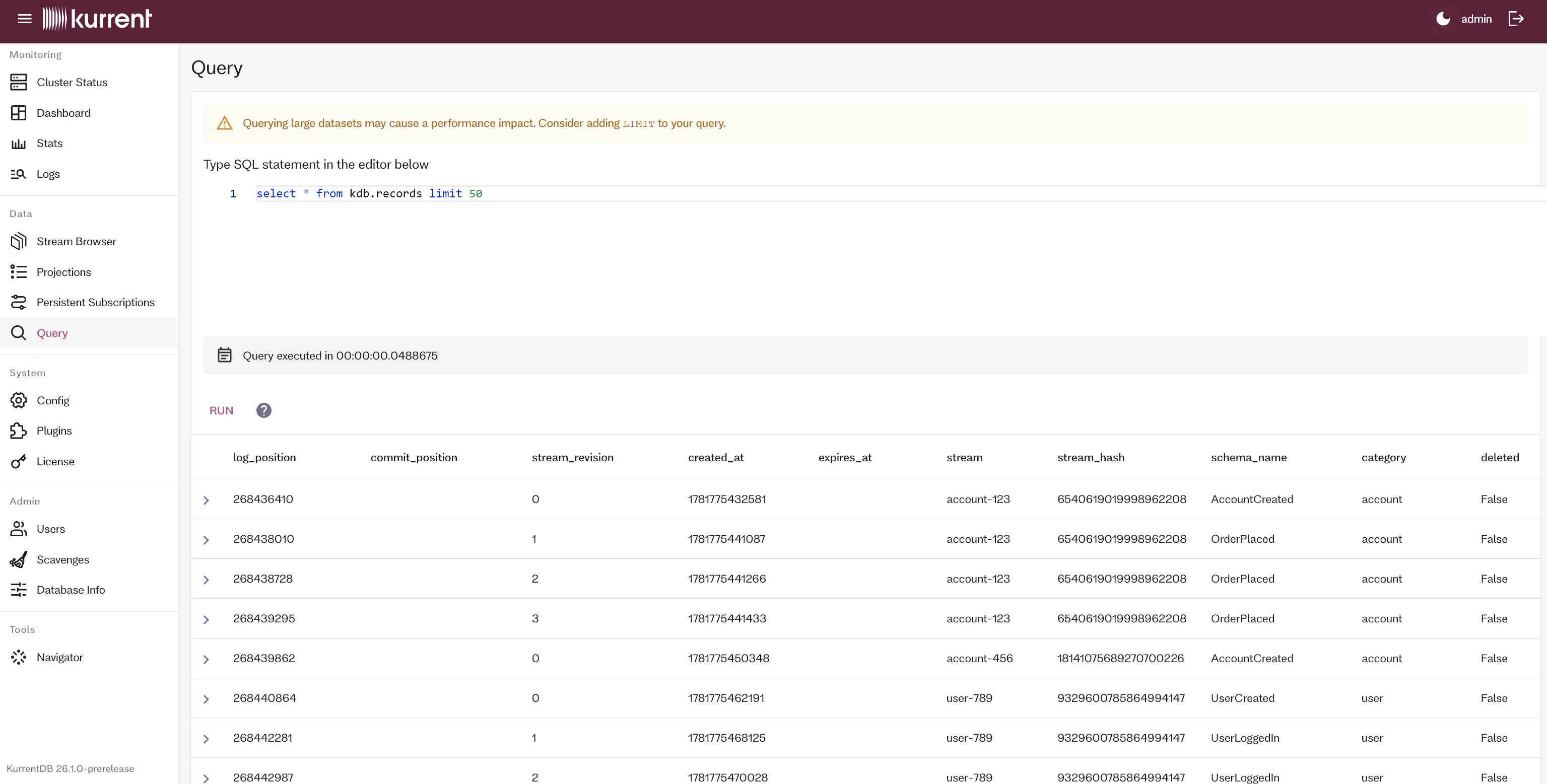 Embedded UI Query example