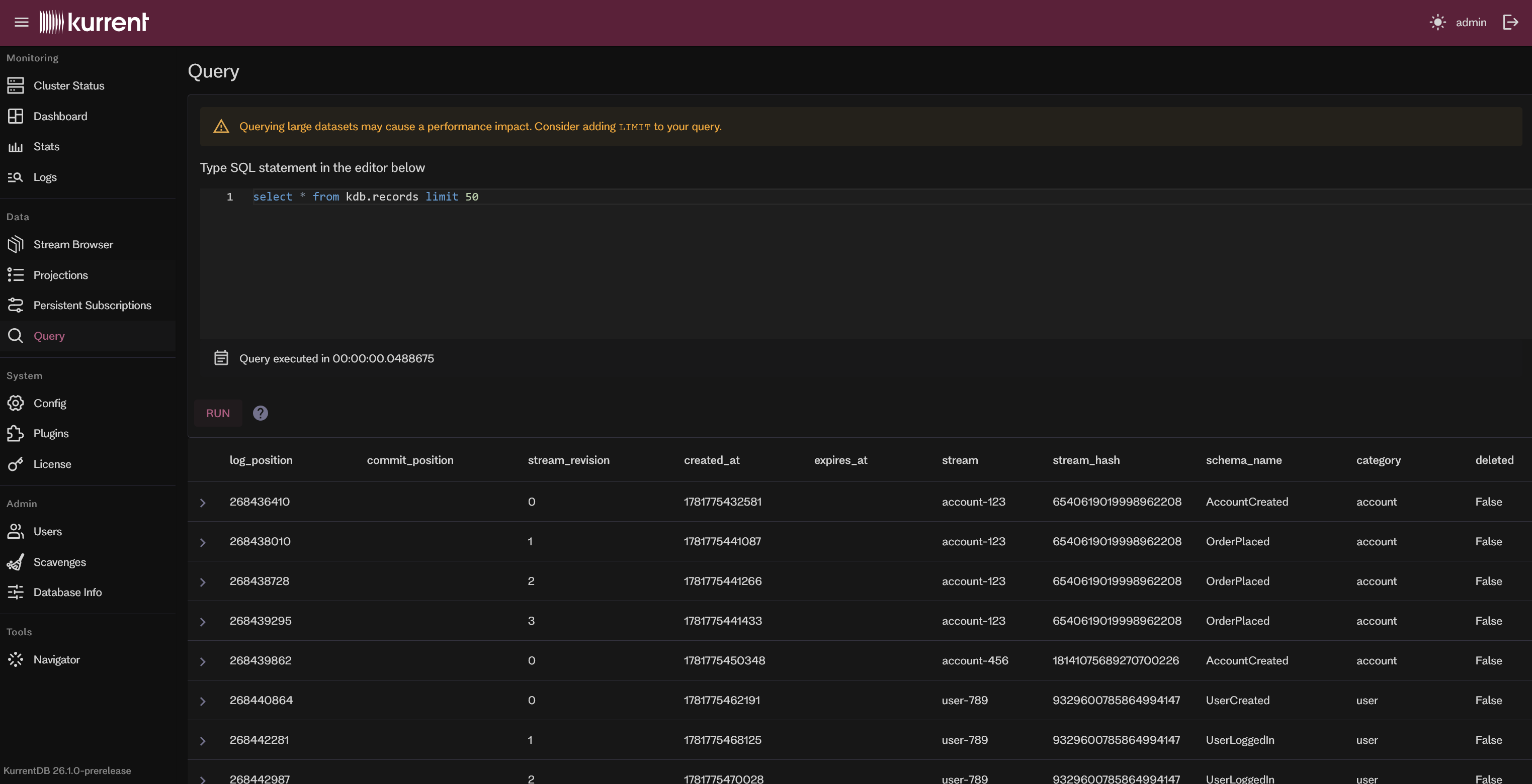 Embedded UI Query example
